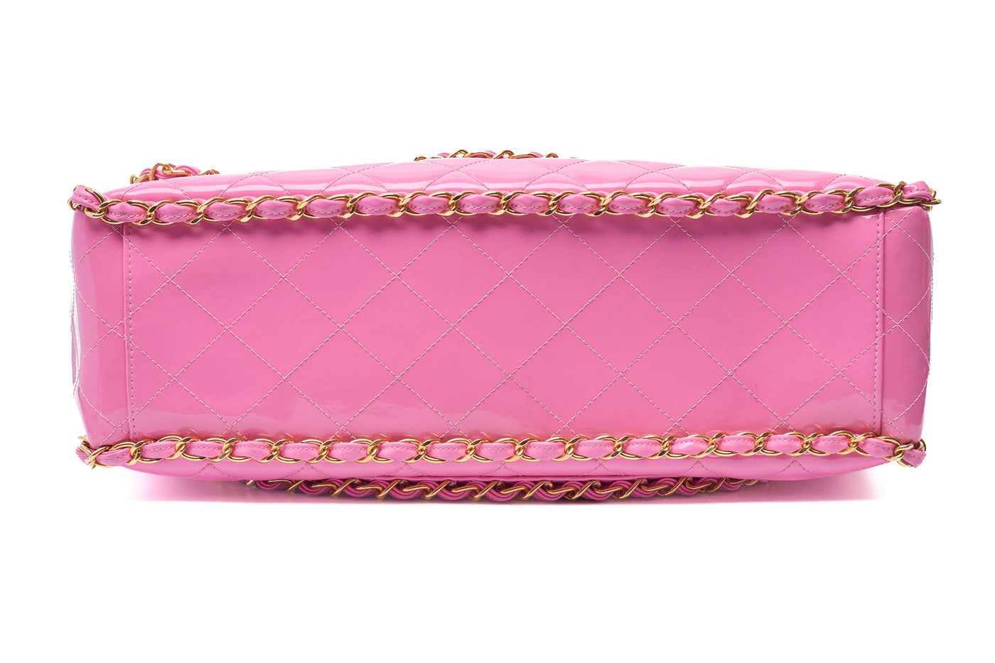 Chanel Vintage 1995 SS Runway Pink Patent Leather Chain Around Maxi