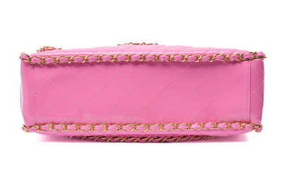 Chanel Vintage 1995 SS Runway Pink Patent Leather Chain Around Maxi