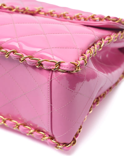 Chanel Vintage 1995 SS Runway Pink Patent Leather Chain Around Maxi
