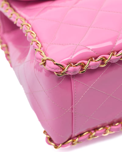 Chanel Vintage 1995 SS Runway Pink Patent Leather Chain Around Maxi