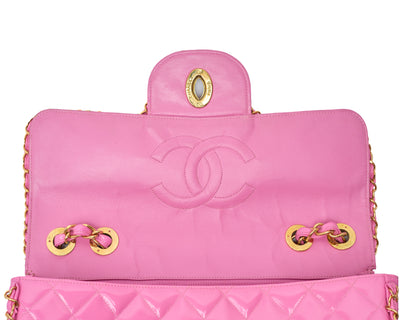 Chanel Vintage 1995 SS Runway Pink Patent Leather Chain Around Maxi