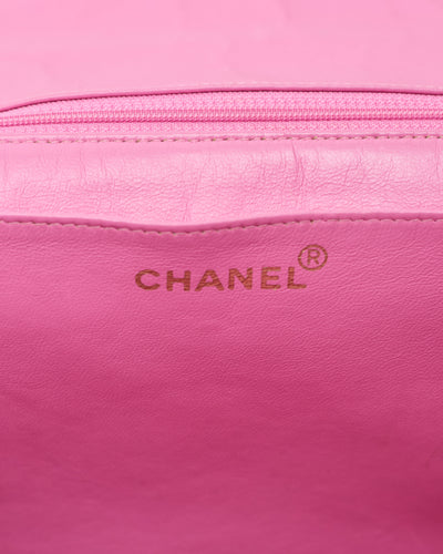 Chanel Vintage 1995 SS Runway Pink Patent Leather Chain Around Maxi