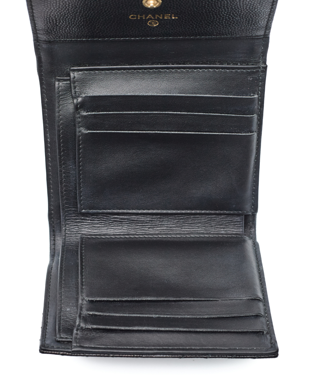 Chanel Black Caviar Compact Full Boy Wallet