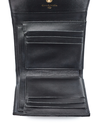 Chanel Black Caviar Compact Full Boy Wallet