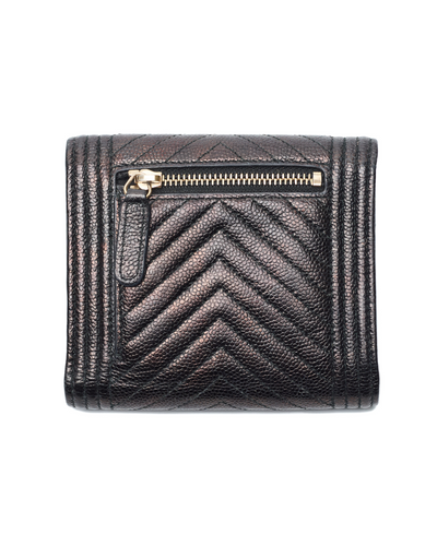 Chanel Black Caviar Compact Full Boy Wallet