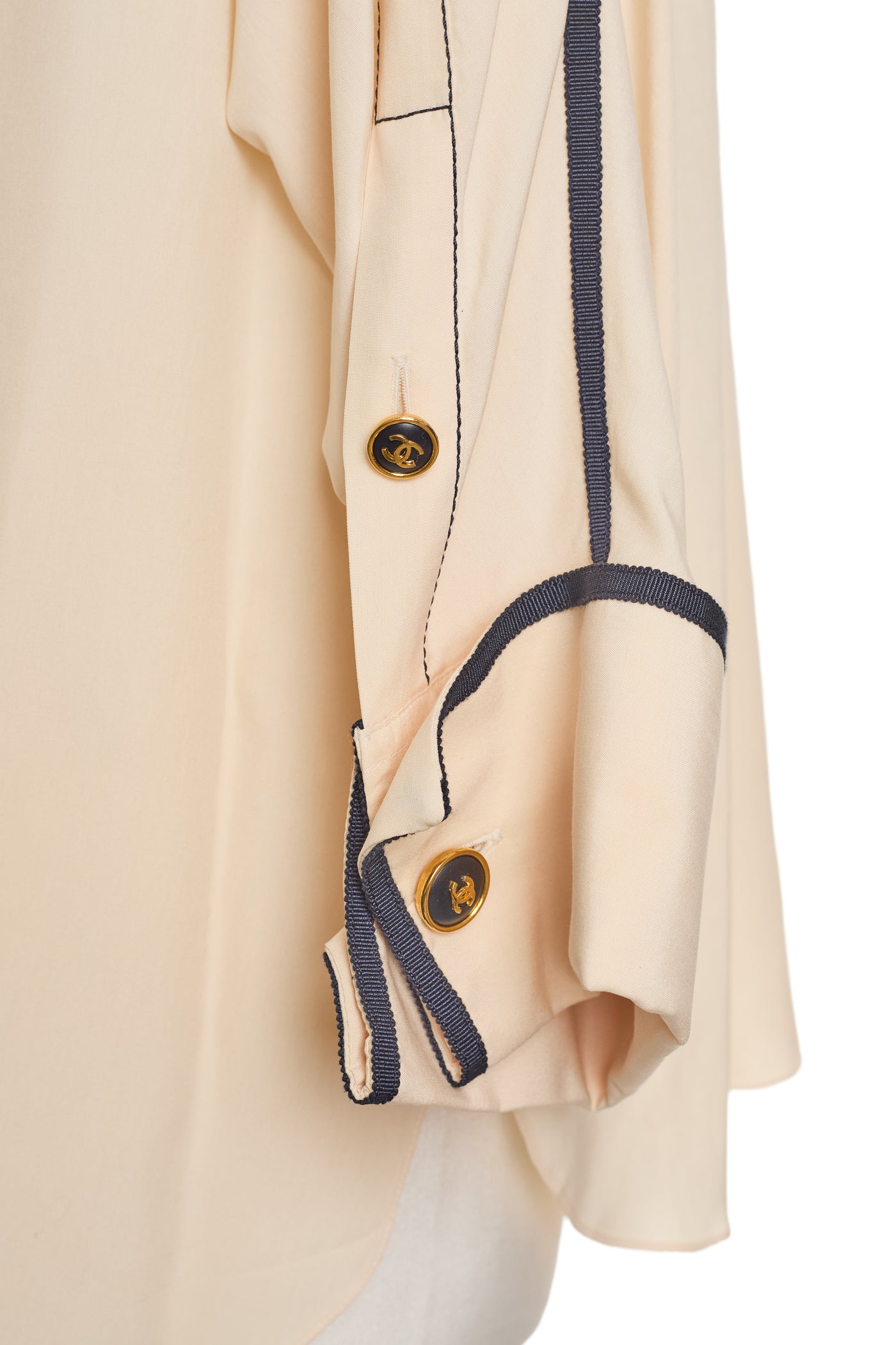Chanel Vintage Cream Silk CC Blouse