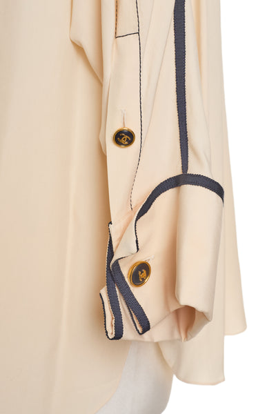 Chanel Vintage Cream Silk CC Blouse