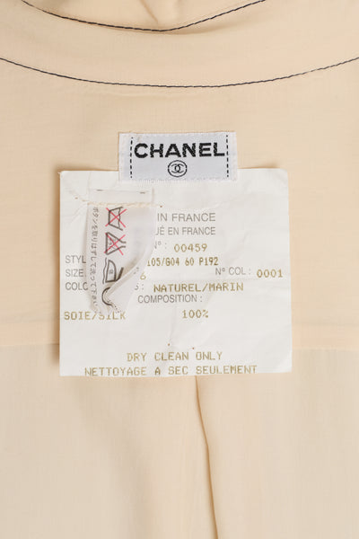 Chanel Vintage Cream Silk CC Blouse