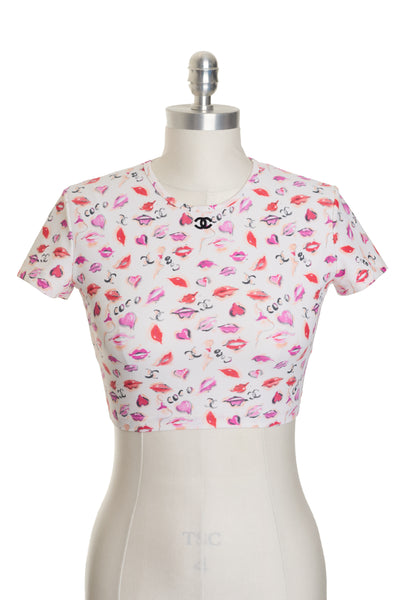 Chanel Vintage 1995 SS Runway Lip Print Crop Top