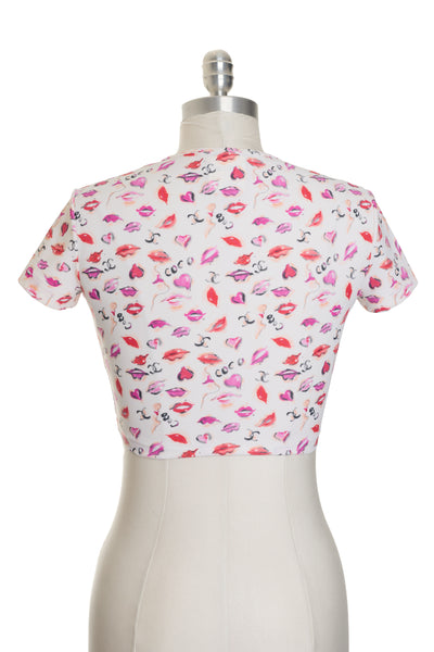 Chanel Vintage 1995 SS Runway Lip Print Crop Top