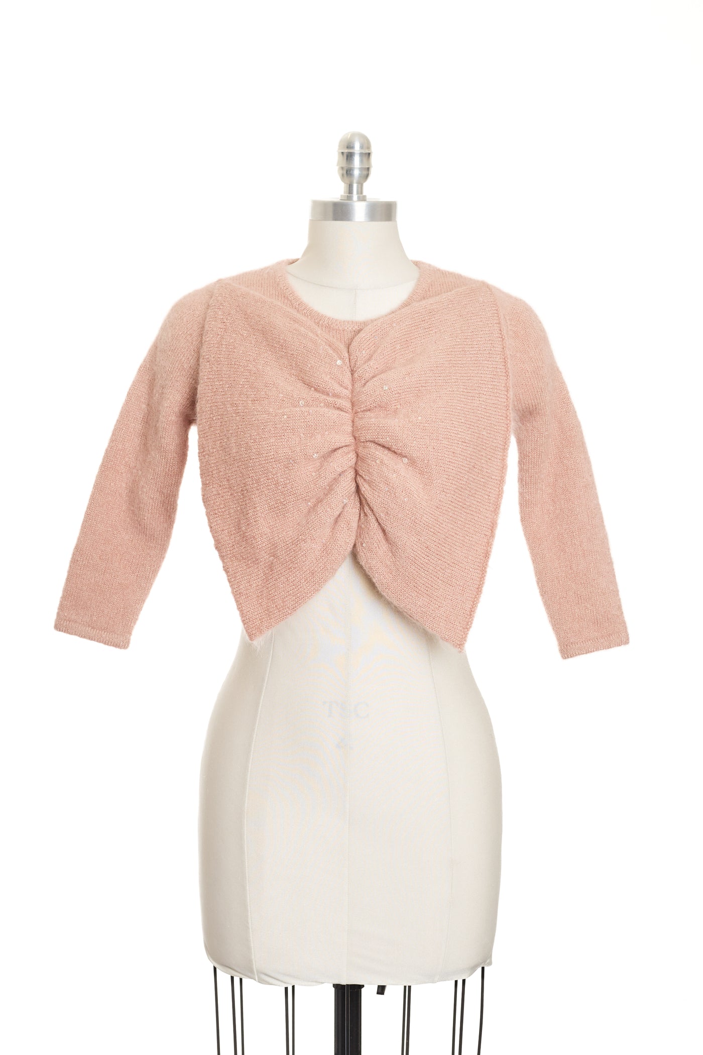 Joostricot  Pink Bow Rhinestone Sweater