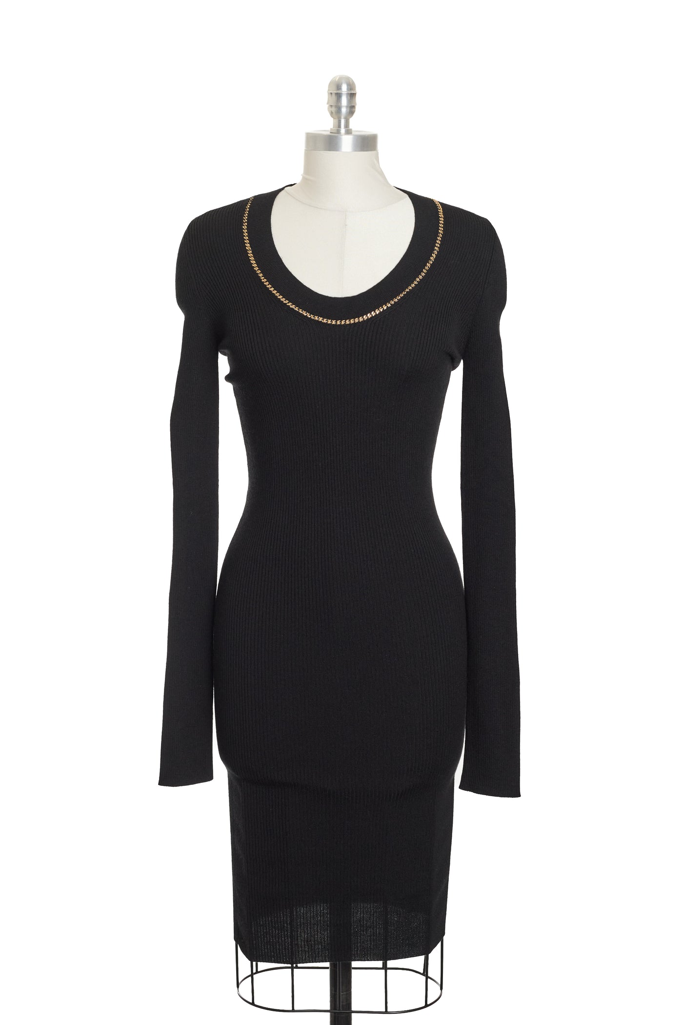 Bottega Veneta Black Cashmere Knit Chain Link Sweater Dress – Anthology of  Style