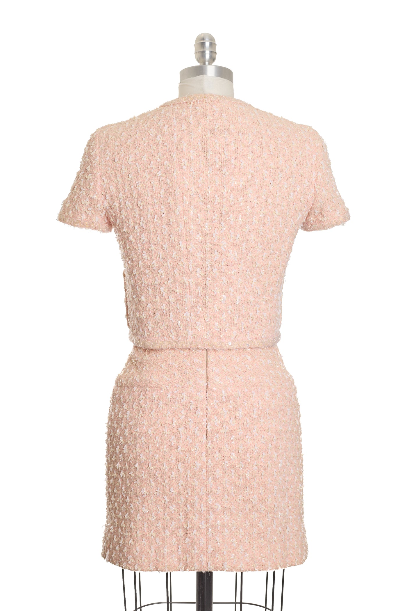 Chanel Vintage 1995 SS Barbie Runway Pink Cropped Tweed Jacket Skirt Suit Set