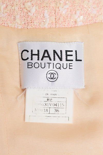 Chanel Vintage 1995 SS Barbie Runway Pink Cropped Tweed Jacket Skirt Suit Set