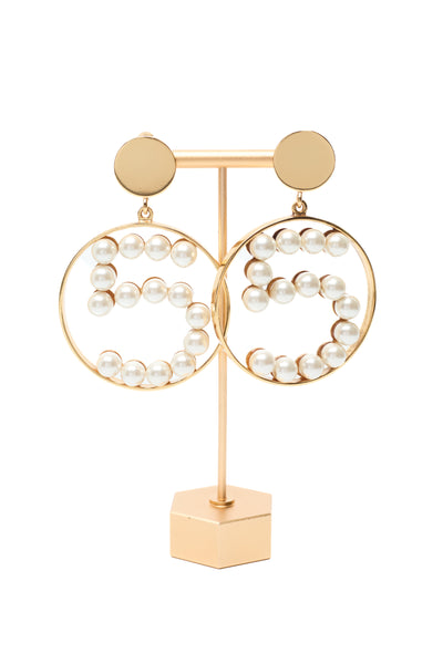 Chanel Vintage Pearl Number 5 Earrings