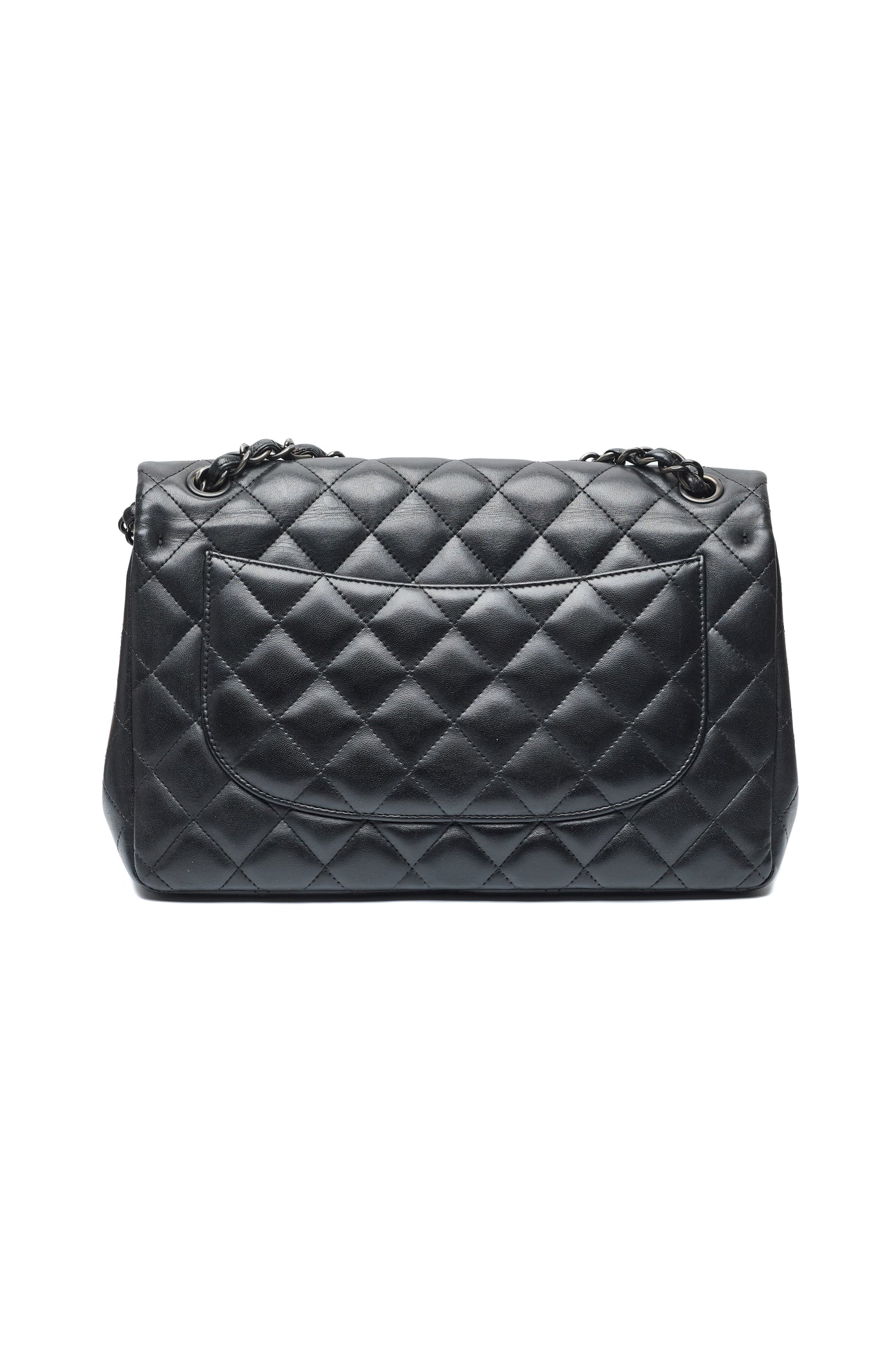 Chanel Black Lambskin So Black Jumbo Double Flap