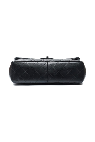 Chanel Black Lambskin So Black Jumbo Double Flap