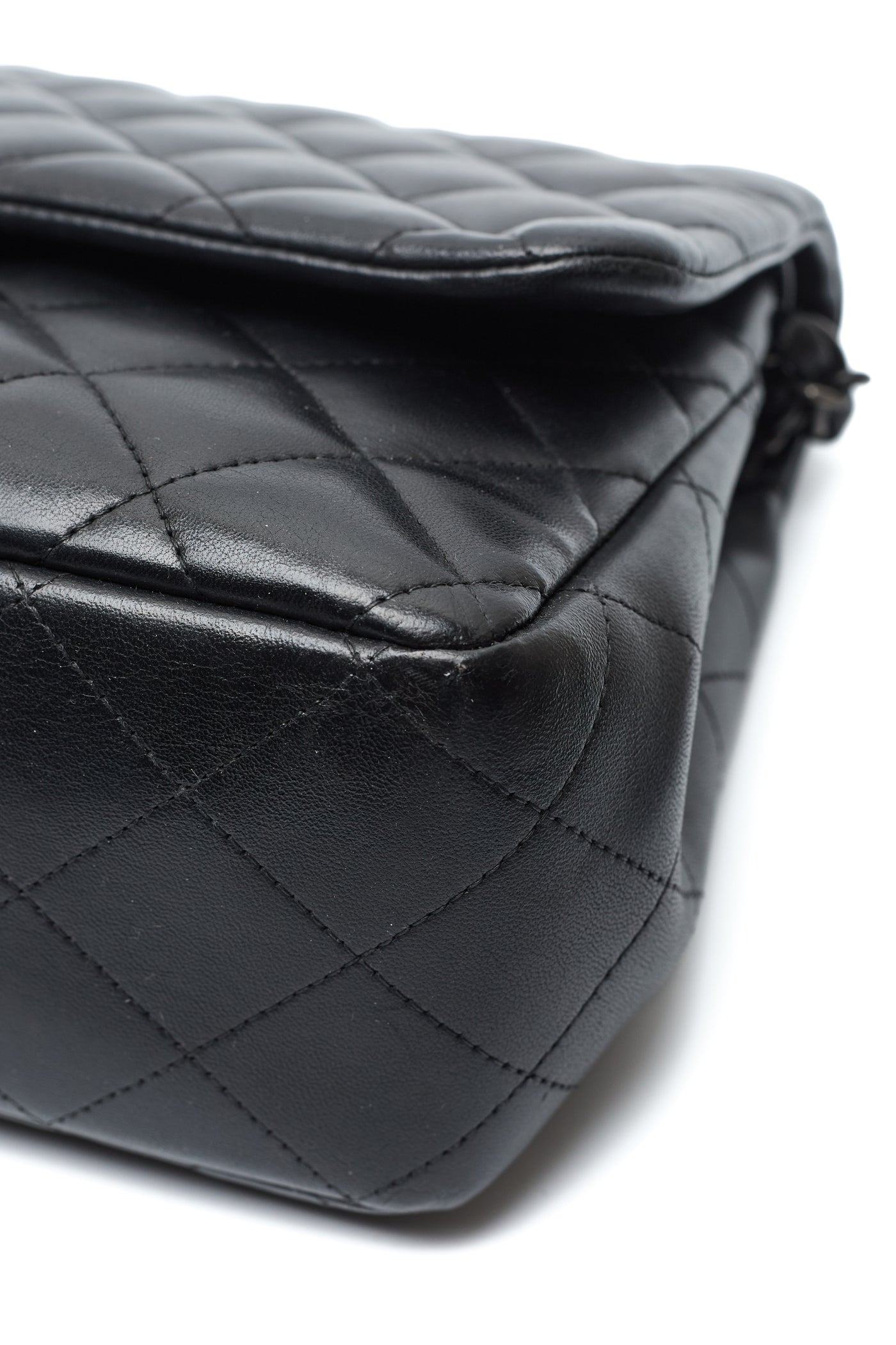 Chanel Black Lambskin So Black Jumbo Double Flap