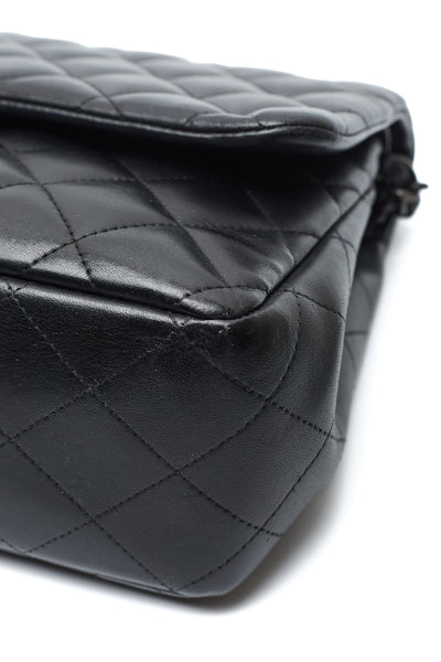Chanel Black Lambskin So Black Jumbo Double Flap