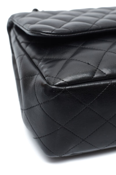 Chanel Black Lambskin So Black Jumbo Double Flap