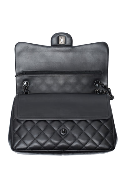 Chanel Black Lambskin So Black Jumbo Double Flap