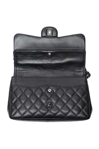 Chanel Black Lambskin So Black Jumbo Double Flap