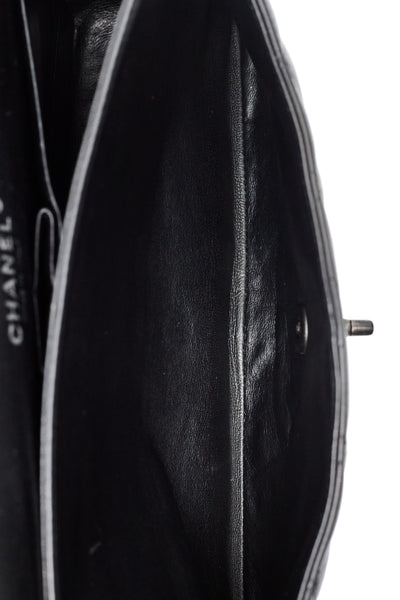 Chanel Black Lambskin So Black Jumbo Double Flap