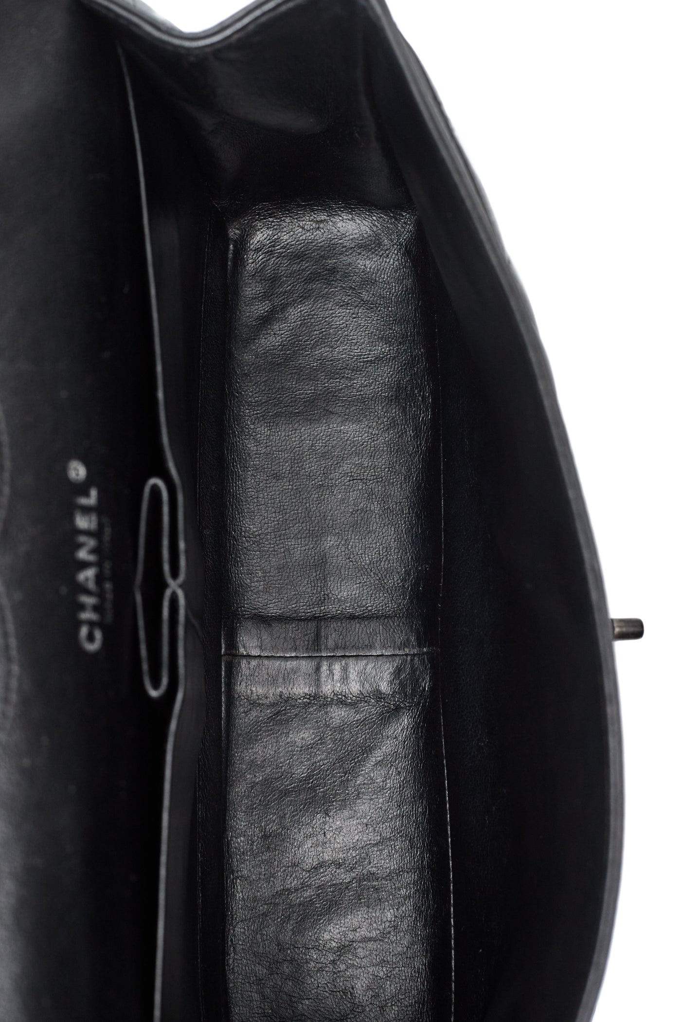 Chanel Black Lambskin So Black Jumbo Double Flap