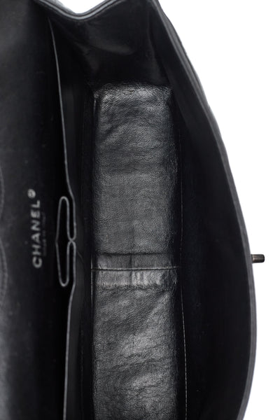 Chanel Black Lambskin So Black Jumbo Double Flap