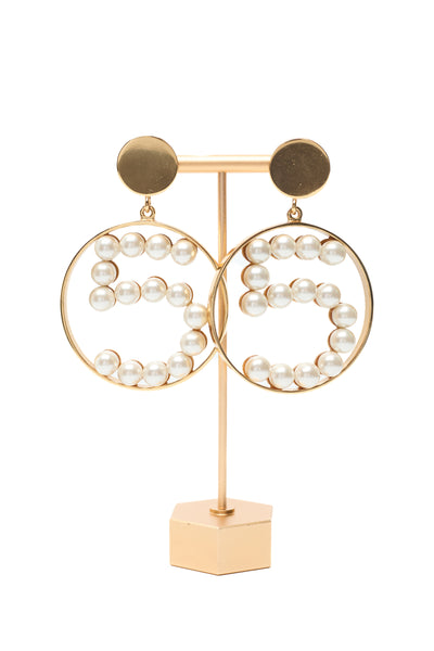 Chanel Rare Vintage Documented Faux Pearl 5 Hoop Drop Earrings