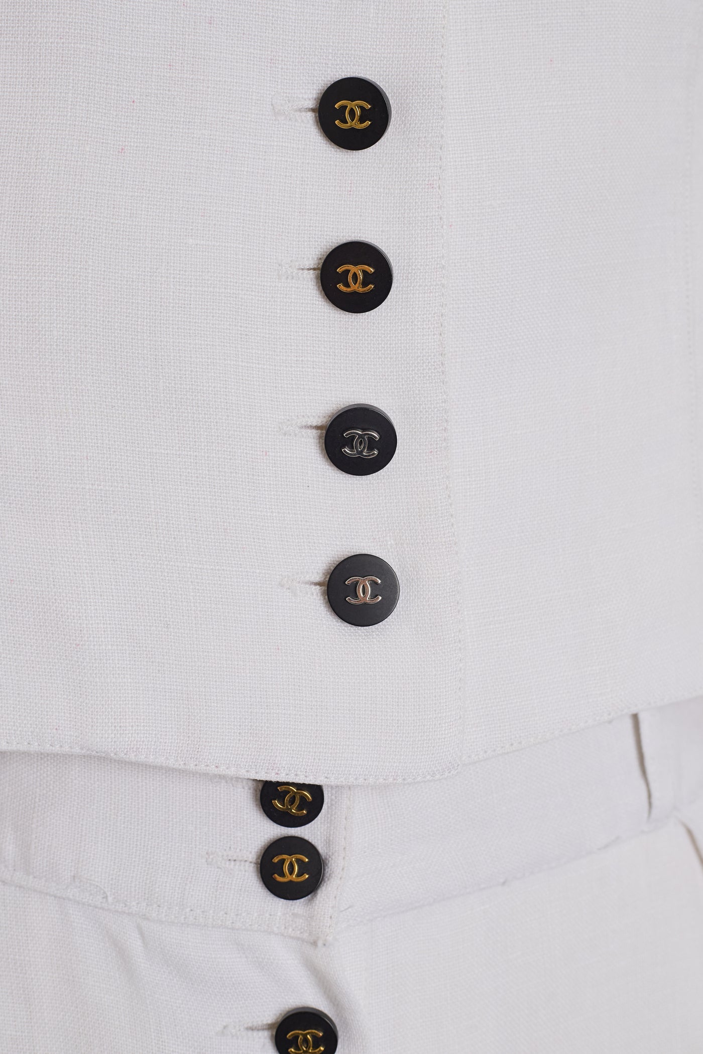 Chanel Rare Vintage 1995 SS Runway Ecru Linen CC Pants Suit