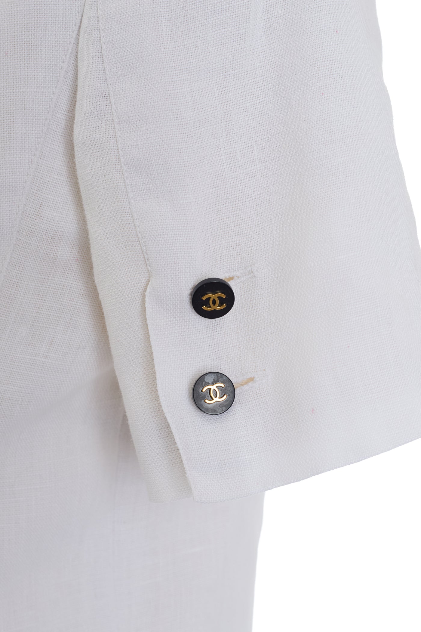 Chanel Rare Vintage 1995 SS Runway Ecru Linen CC Pants Suit