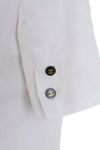 Chanel Rare Vintage 1995 SS Runway Ecru Linen CC Pants Suit