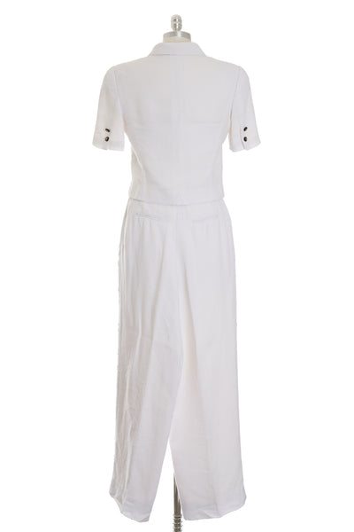 Chanel Rare Vintage 1995 SS Runway Ecru Linen CC Pants Suit