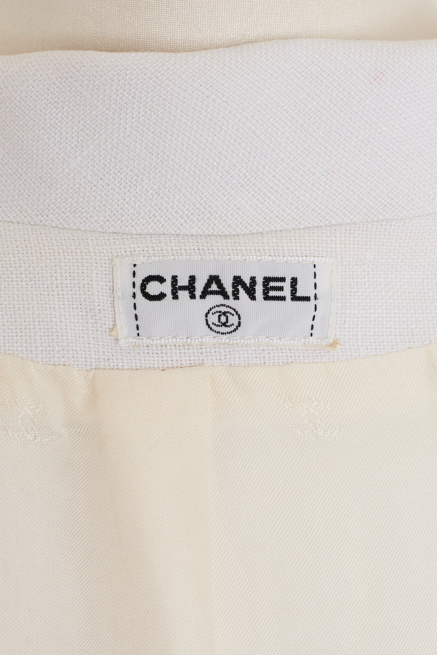 Chanel Rare Vintage 1995 SS Runway Ecru Linen CC Pants Suit