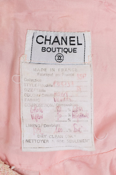 Chanel Vintage 1995 SS Barbie Runway Pink Cropped Tweed Jacket Skirt Suit Set