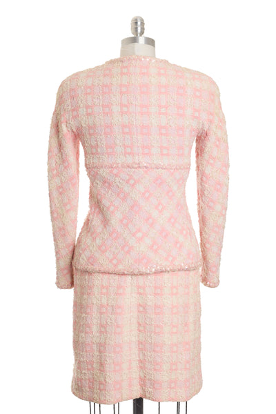 Chanel Rare Vintage 1995 SS Barbie Runway Pink Tweed and Sequin Skirt Suit Set