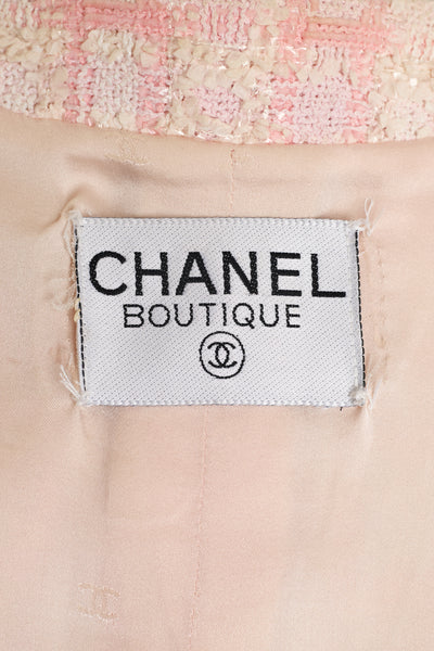 Chanel Rare Vintage 1995 SS Barbie Runway Pink Tweed and Sequin Skirt Suit Set