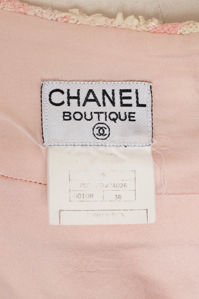 Chanel Rare Vintage 1995 SS Barbie Runway Pink Tweed and Sequin Skirt Suit Set
