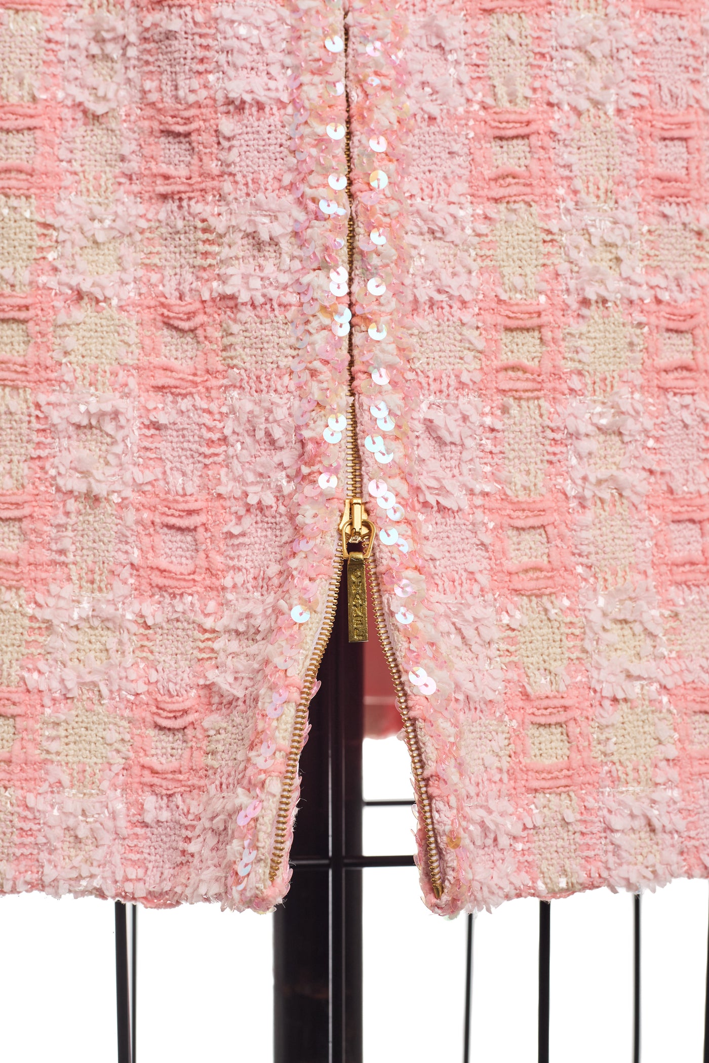 Chanel Vintage 1995 SS Barbie Runway Pink Tweed and Sequin Skirt Suit Set