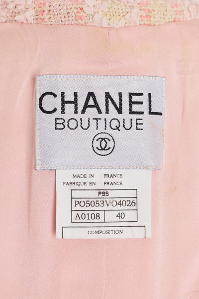 Chanel Vintage 1995 SS Barbie Runway Pink Tweed and Sequin Skirt Suit Set