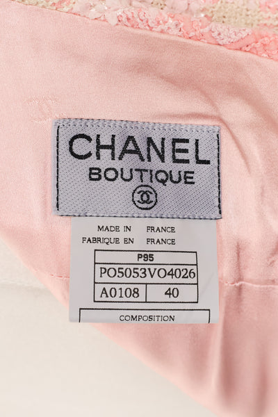 Chanel Vintage 1995 SS Barbie Runway Pink Tweed and Sequin Skirt Suit Set