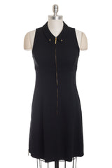 Chanel Vintage 1995 SS Runway Black Wool Zip Up Dress