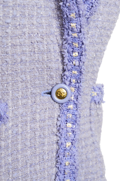 Chanel Rare Vintage 1995 SS Barbie Runway Purple Tweed Skirt Suit Set