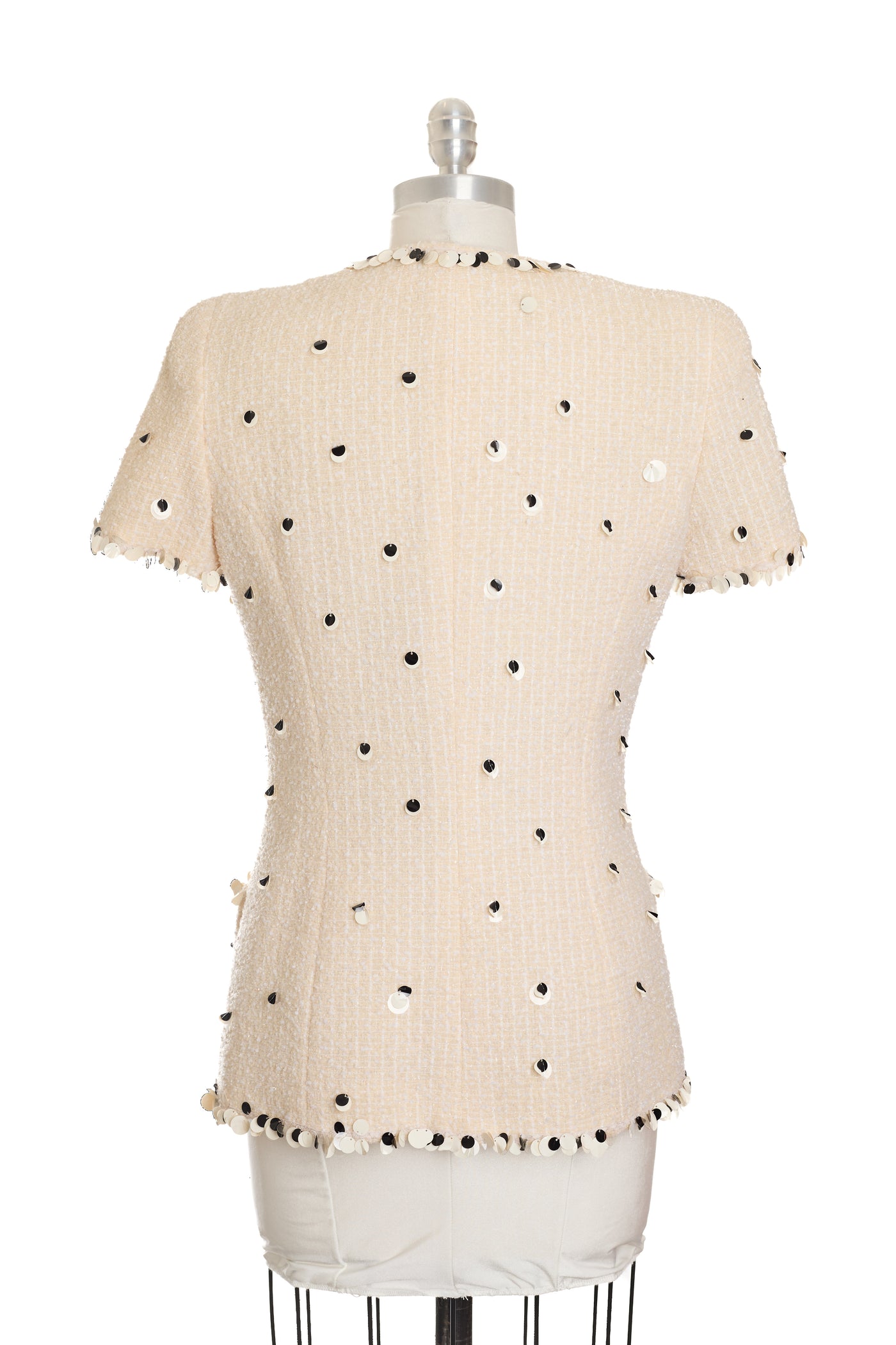 Chanel Vintage 1995 SS Barbie Runway Cream Tweed and Sequin Jacket