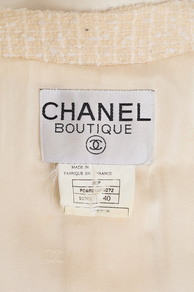 Chanel Vintage 1995 SS Barbie Runway Cream Tweed and Sequin Jacket