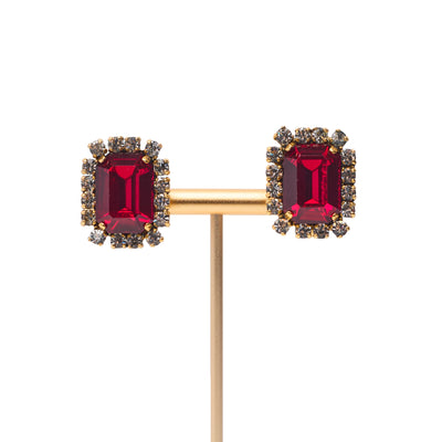 Chanel Vintage 1995 SS Runway Red Crystal Studs