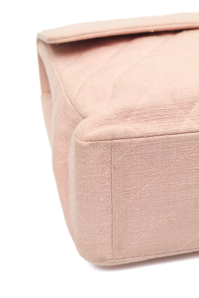 Chanel Vintage Rare Pink Linen Maxi Single Flap