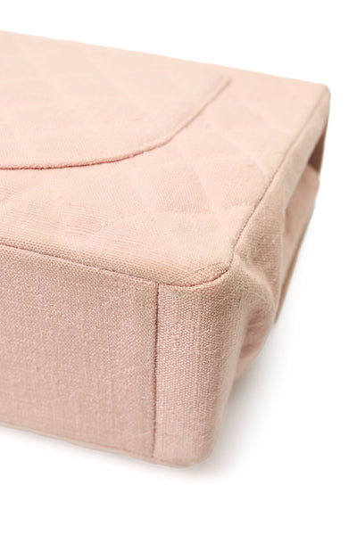 Chanel Vintage Rare Pink Linen Maxi Single Flap