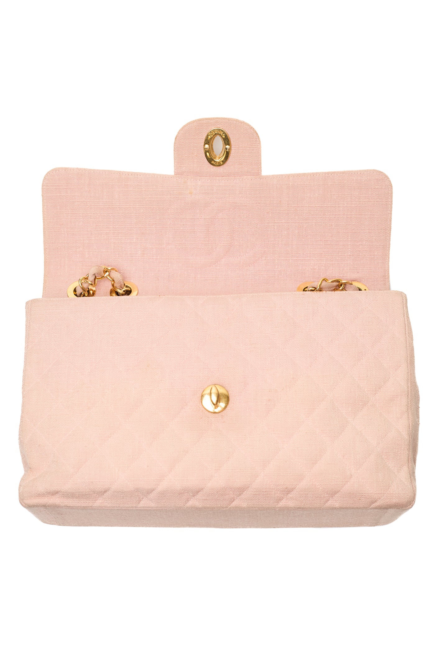 Chanel Vintage Rare Pink Linen Maxi Single Flap